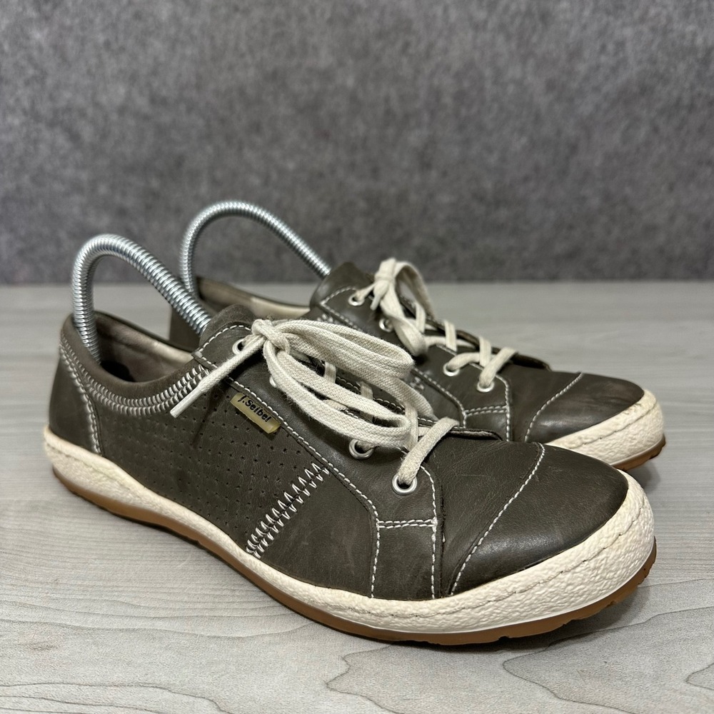 Josef Seibel Caspian Sneakers Womens 40 US 8 Gray Leather‎ Lace Up Shoes Low